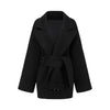 OUDE WAAG Fall/Winter 2025 Teddy/Wool Patchwork Oversized Coat OW-OW-25AW-CT08W1BL900-HEI Black (OW-25AW-CT07)